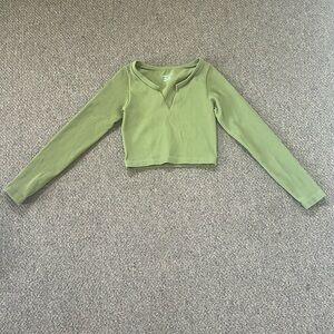 Urban Outfitters Out From Under Green Cropped Ribbed Long-sleeved top Sz M/L